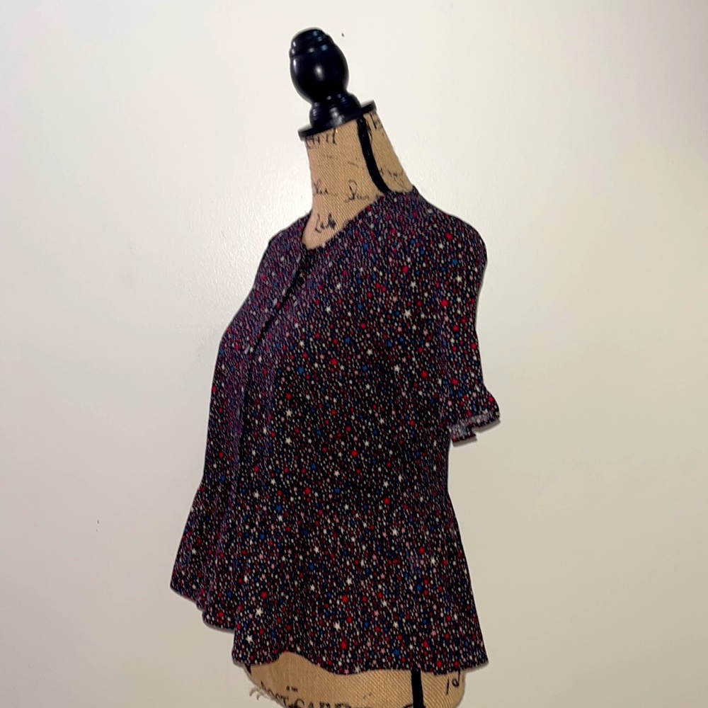 Madewell Ruffled Printed Blouse Top - Picture 5 of 10